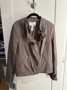 Bar III Grey/Taupe Quilted Moto Jacket - Women's